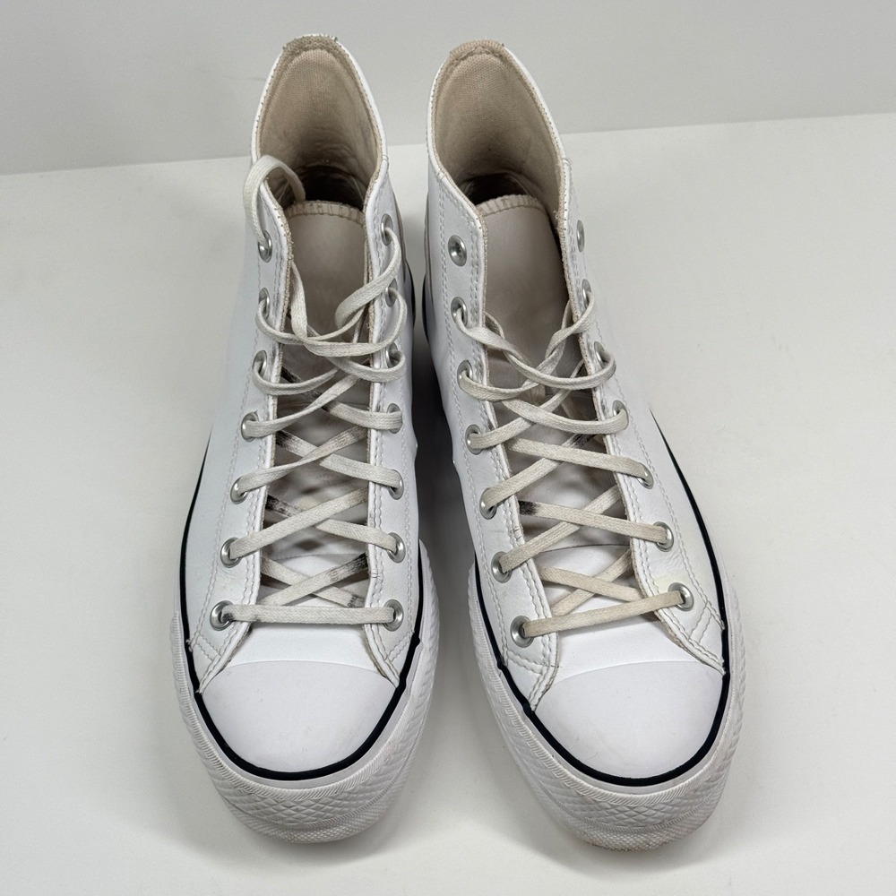 Converse Chuck Taylor All Star Women's Platform Hi White Leather Sneakers Size 9 - Picture 2 of 11